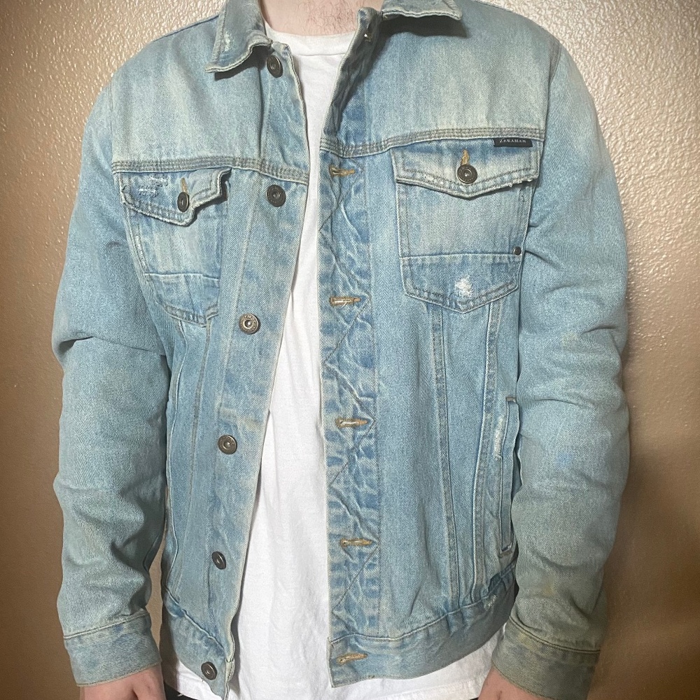 Mens Zara Denim Jean Trucker Jacket